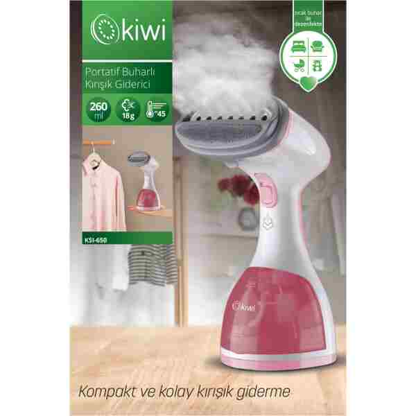 Kiwi Ksı 6450 Portatif Buharlı Kırışık Giderici Dikey Ütü 1200w - Pembe