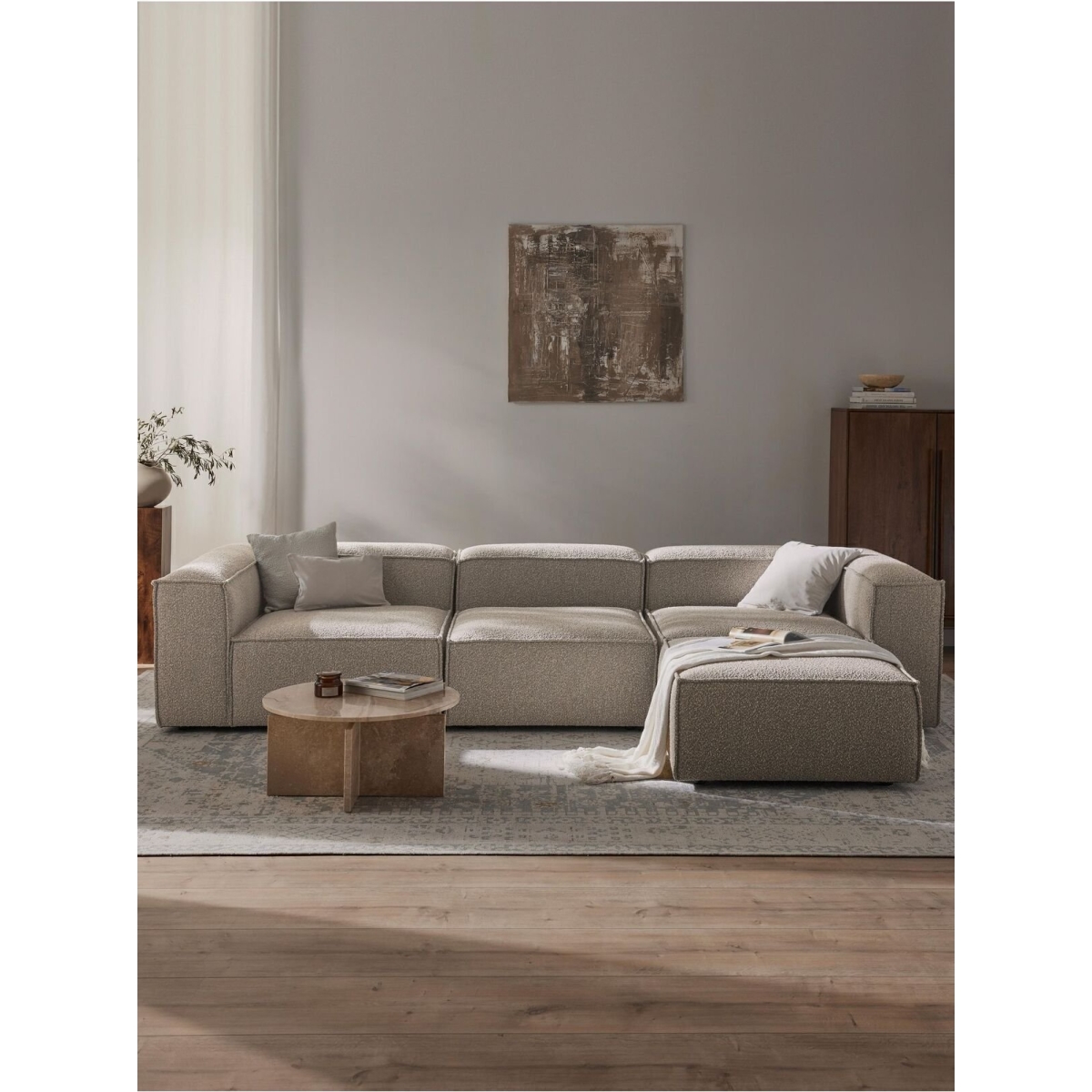 DREAM GARDEN Angelo 4 Modül Modüler Koltuk (3 Modül 1 Puf) Buklet Kumaş - Görsel 2