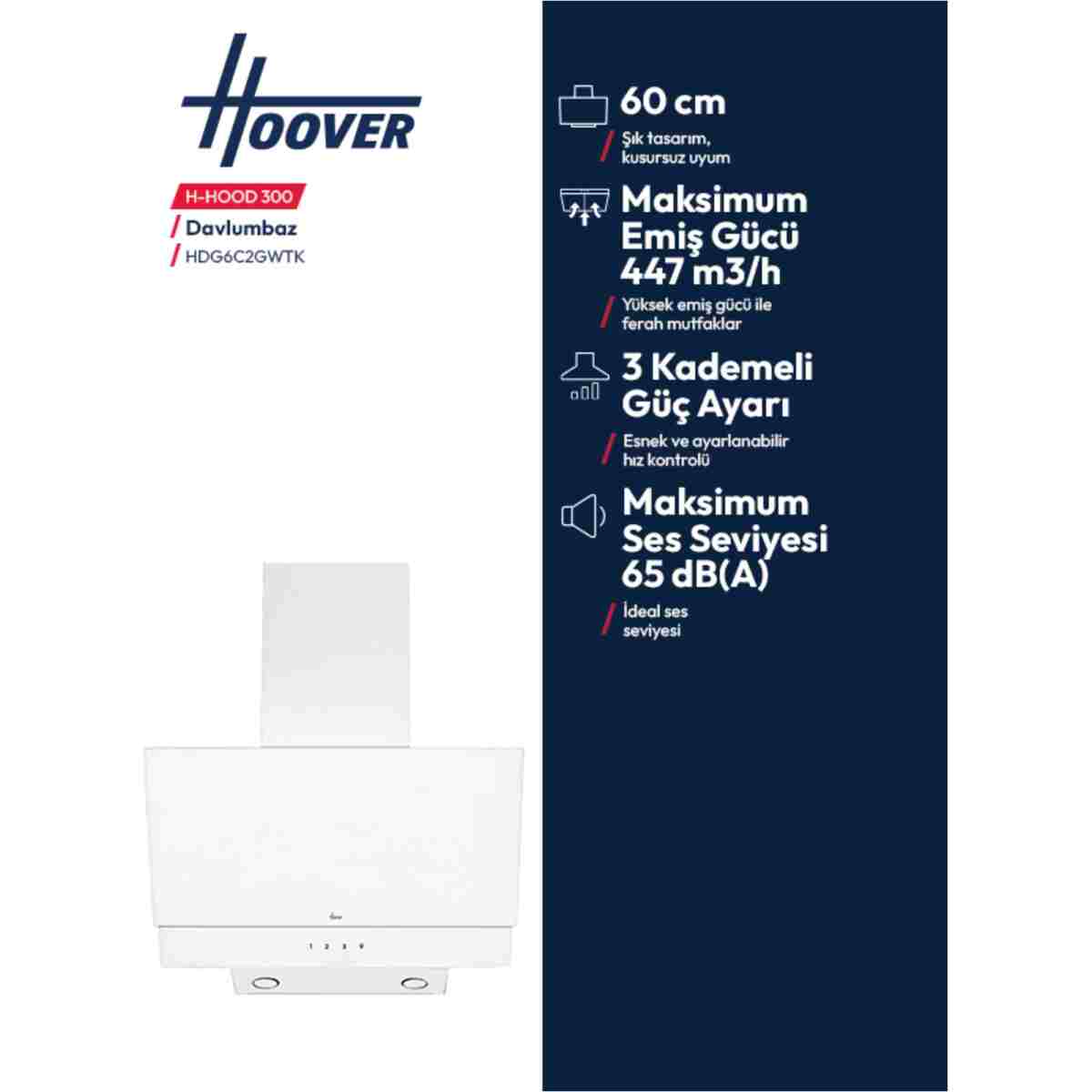 Hoover HDG6C2GWTK Davlumbaz - Görsel 6