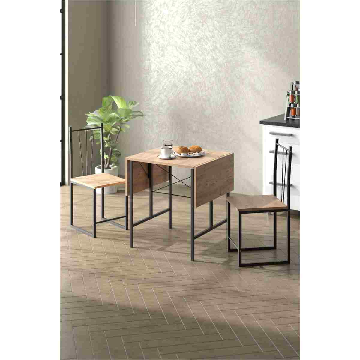 Retodesign RETODESİGN YILDIZ KATLANIR MUTFAK MASASI 2 SANDALYELİ TAKIM 1626 - Görsel 3