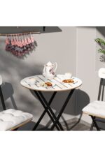 Güzelkan Minderli Bistro Takım Bahçe Masa Sandalye Yuvarlak - Görsel 3