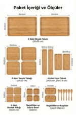 EMBazaar Bambu 32 Parça 6 Kişilik Amazon Serisi,Kahvaltı Seti,Kahvaltı Takımı,Sunum Servis Set,Hediyelik Bambu Set,İkramlık - Görsel 15