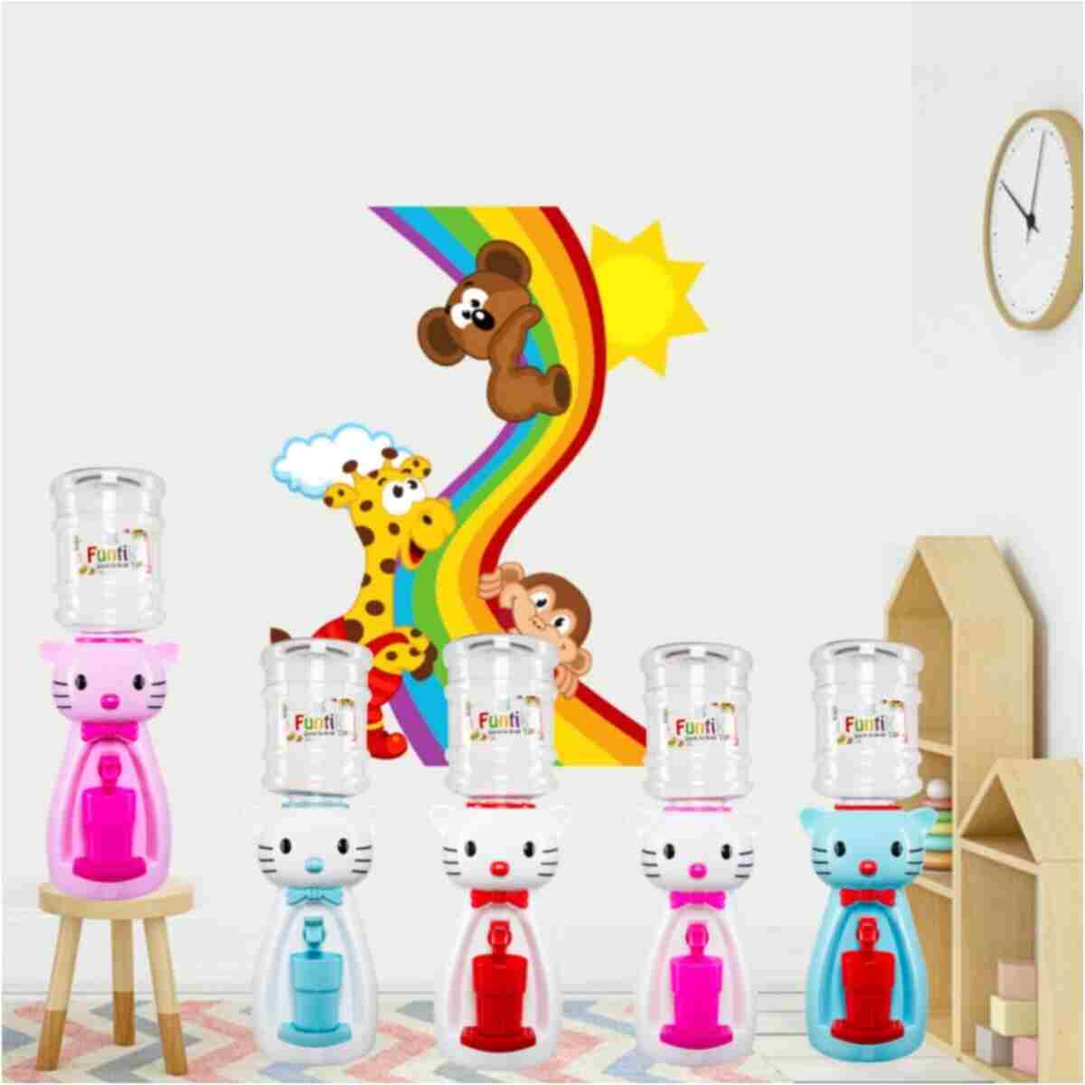 Funtik Toys Funtik Kedi Figürlü Damacanalı Çocuk Mini Su Sebili 2,5 L – Masaüstü Beyaz Üzeri Pembe - Görsel 5