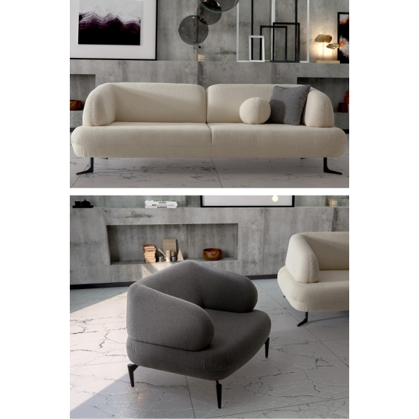 Modalife Rose 3+1 Salon&oturma Odası Koltuk Takımı - Krem&Antrasit