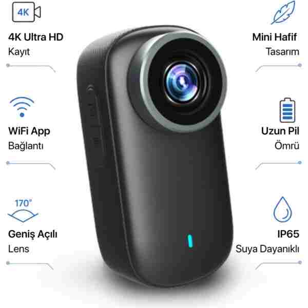 METONTECH 4K Ultra HD Mini Aksiyon Kamerası | Taşınabilir, Wi-Fi, Geniş Açı Lens, Zengin Kutu İçeriği, IP65 Su Geçirmez, Kompakt Tasarım