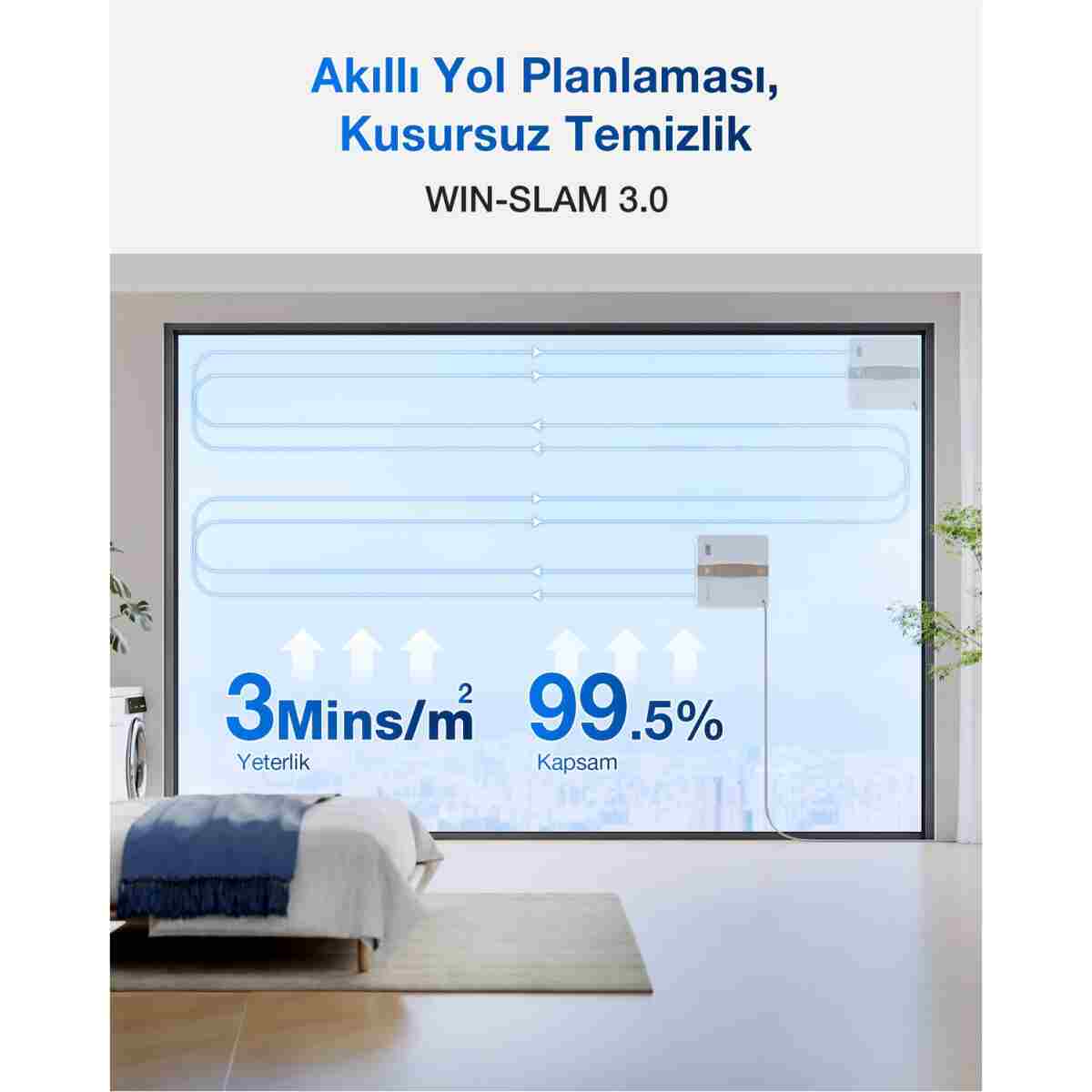 Ecovacs WINBOT Mini Cam Silme Robotu, Ultrasonik Atomizasyonlu Çift Nozullu Püskürtme Sistemi - Görsel 7
