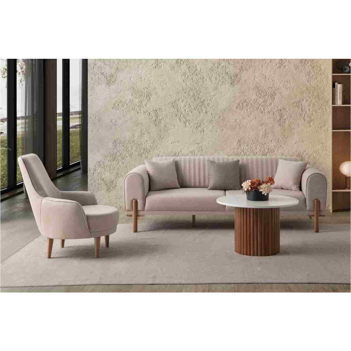 EDSY HOME Galata 3+3+1+1 Koltuk Takımı Sütlü Kahve - Görsel 2