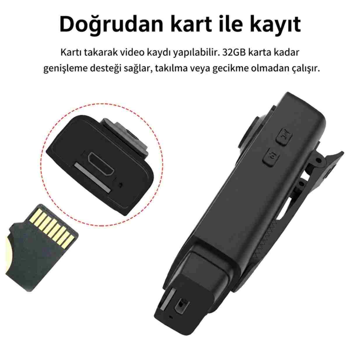 maetheus A18 Mini Yaka Kamerası 1080P Full HD Sesli Video Kaydedici Gece Görüşlü Hareket Algılamalı Taşınabilir Vücut Kamerası - Görsel 7