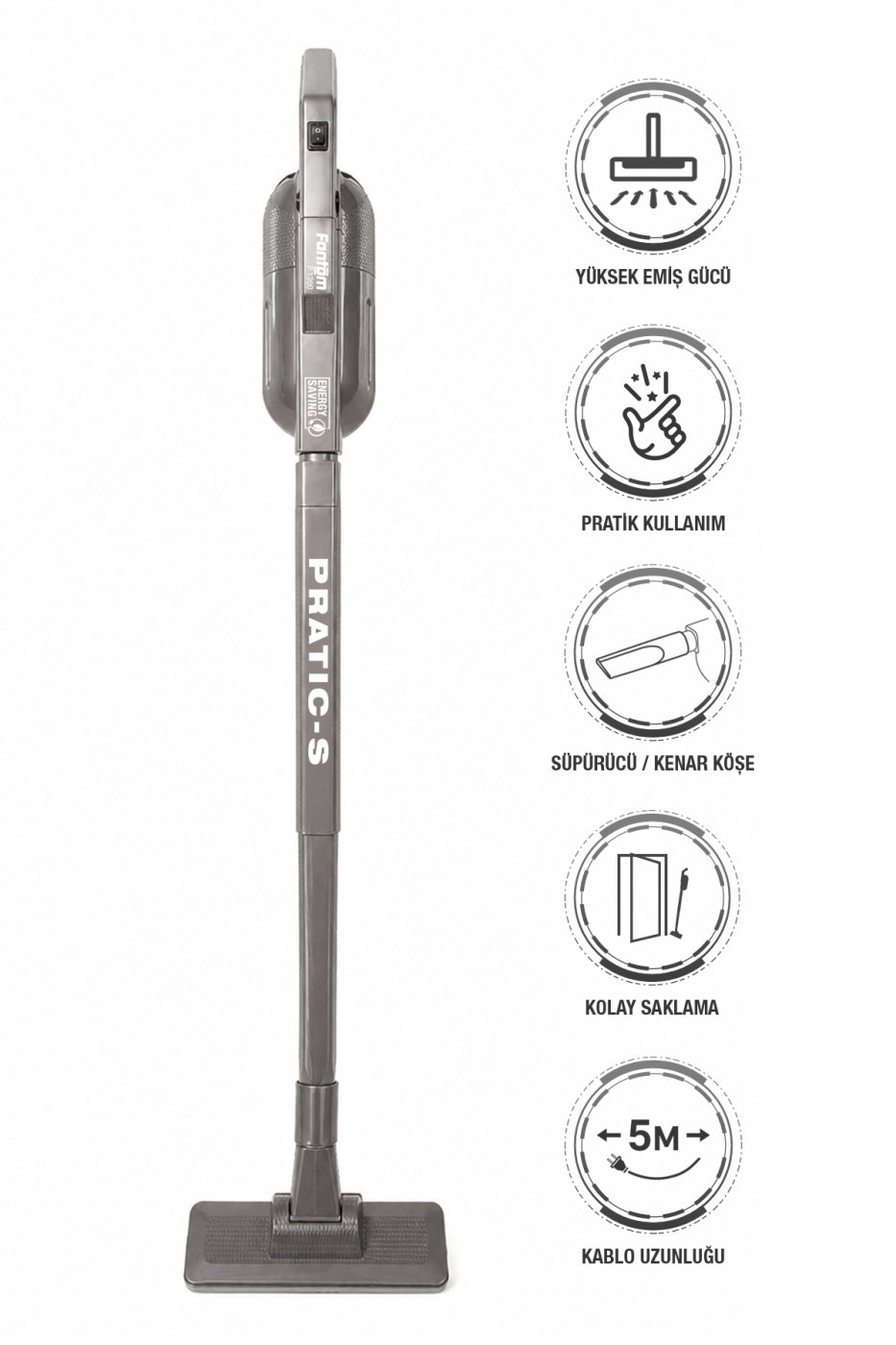 Fantom Pratic-s P1200 Kuru Elektrik Süpürgesi Antrasit