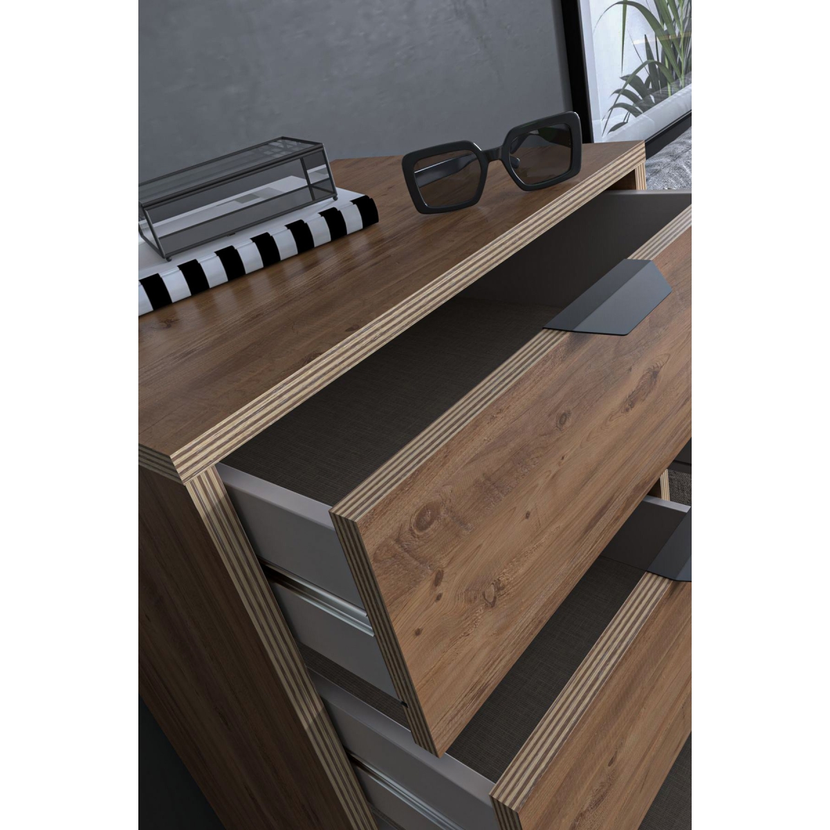 SARMOBİ Arden 5 Çekmeceli Şifonyer/Çamaşırlık 50x105x40 cm Atlas Çam – Modern Tasarım - Görsel 5
