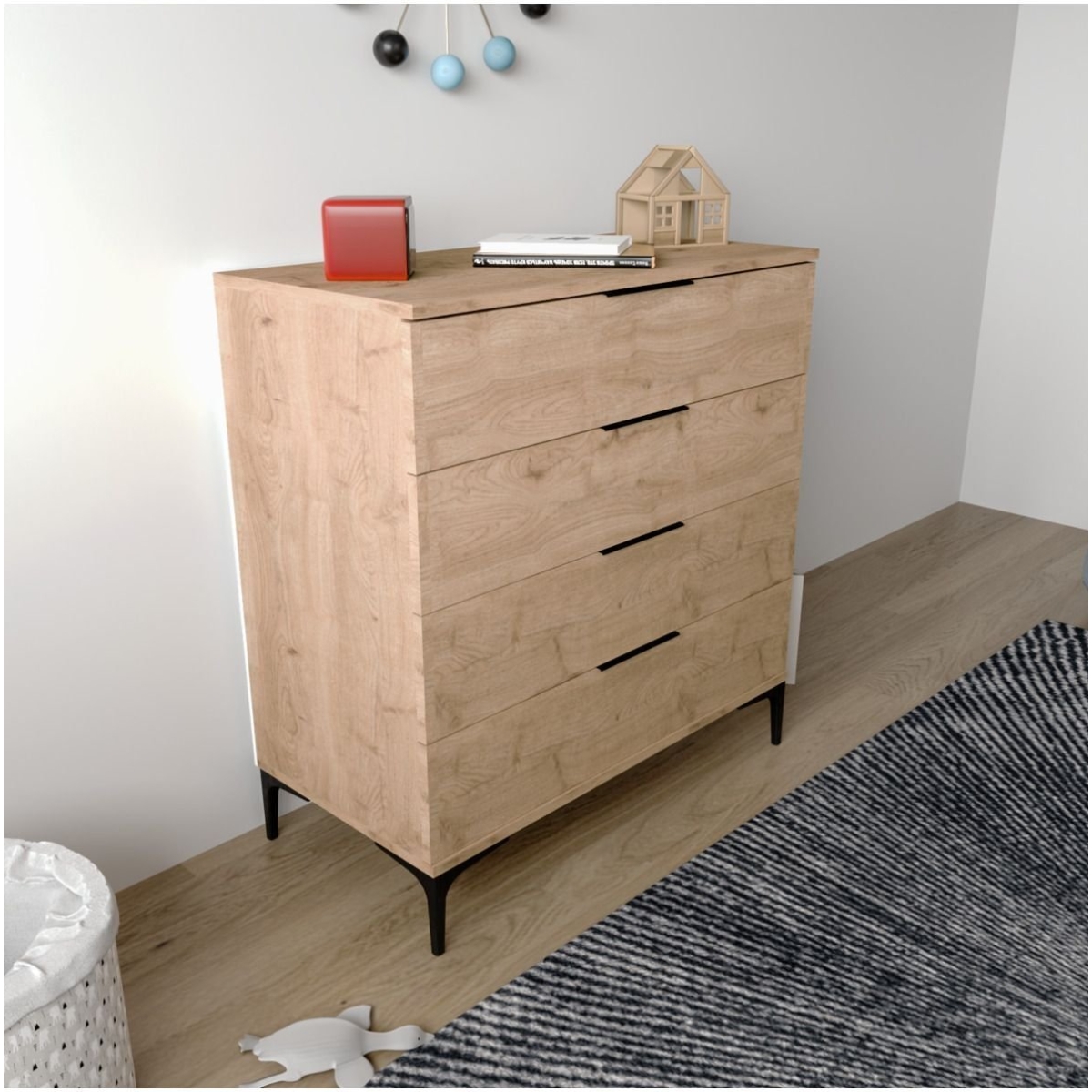 ALONEX HOME ADEN 4 ÇEKMECELİ SEPET ŞİFONYER - Görsel 3