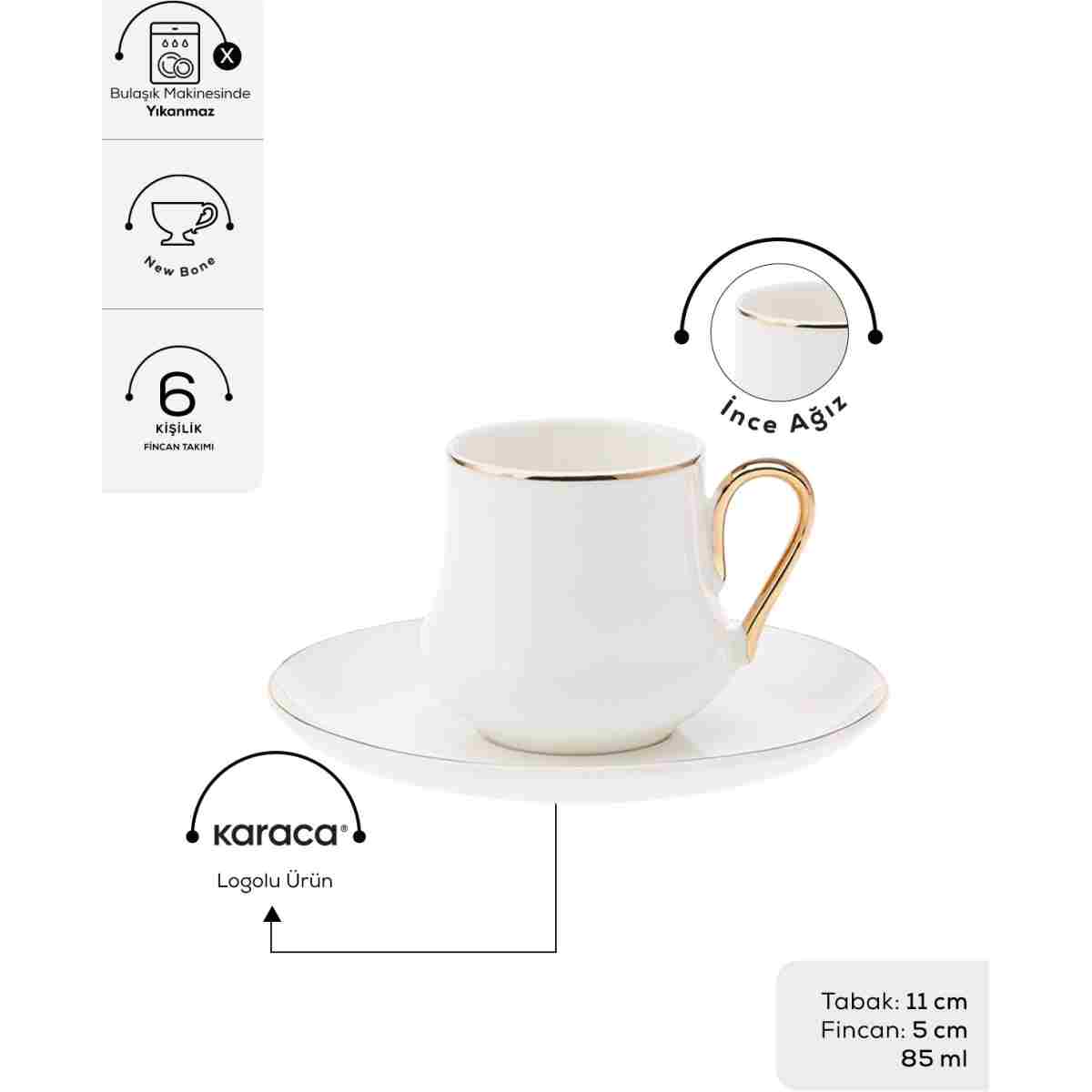 Karaca Helios 6 Kişilik Kahve Fincan Takımı 85 ml - Görsel 2