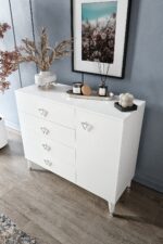 mapahomeliving Simple 4 Çekmeceli 1 Kapaklı Modern Şifonyer Beyaz Gümüş - Görsel 3