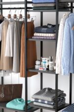Bofigo 10 Raflı Metal Gardırop Metal Portmanto Açık Gardırop Elbise Dolabı Vestiyer Openix Antrasit - Görsel 6