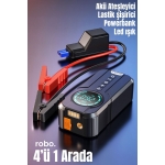 ROBO 4'ü 1 Arada Şarjlı Akü Ateşleyici Lastik Şişirici Powerbank Led Işık 150psi Yüksek Basınçlı