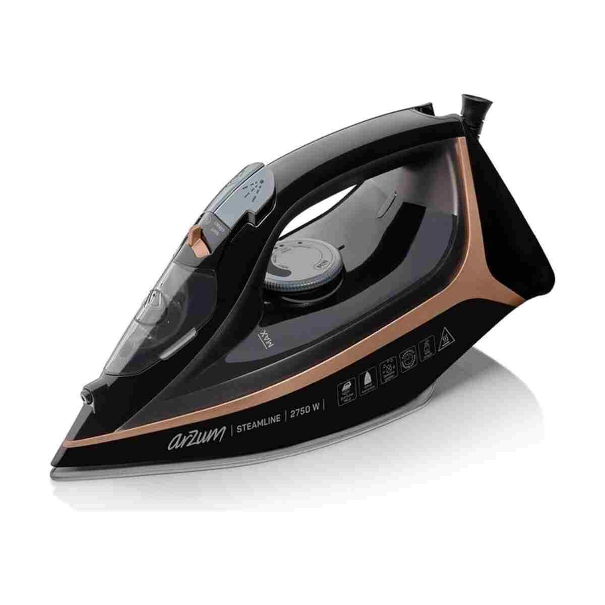 Arzum AR6025 Steamline Optimal Seramik Taban Buharlı Ütü 2750W, 190 g/min Şok Buhar, Siyah - Görsel 6