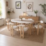 weltwood 6 Kişilik Kelebek Masa ve 6 İskandinav Sandalye seti | %100 MDF | %100 Kayın Ağacından Ayak Malzemesi