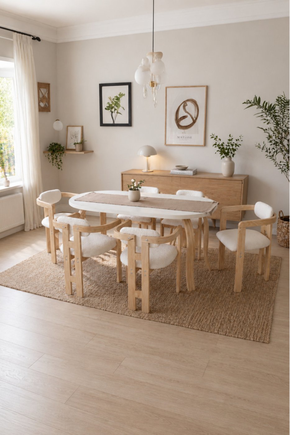 0e61d4526953cc03ea69f621334f398c weltwood 6 Kişilik Kelebek Masa ve 6 İskandinav Sandalye seti | %100 MDF | %100 Kayın Ağacından Ayak Malzemesi - Görsel 1