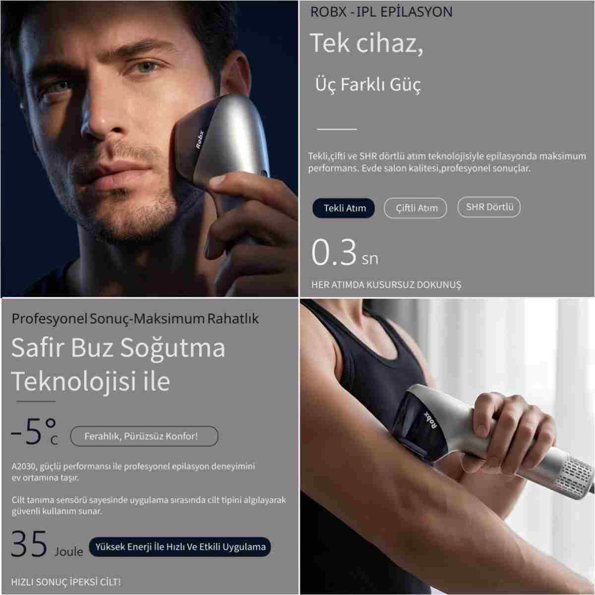 ROBX A2030 IPL YENİ Sapphire Sogutma 35 joule Ultra Güç -Acısız Etki- Çoklu Otomatik Seri Atım-Kadın-Erkek - Görsel 6