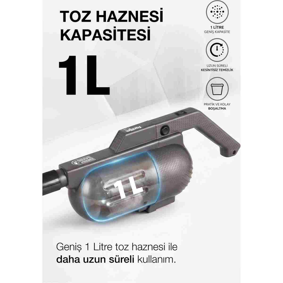 Fantom Pratic-s P1200 Kuru Elektrik Süpürgesi Antrasit - Görsel 11