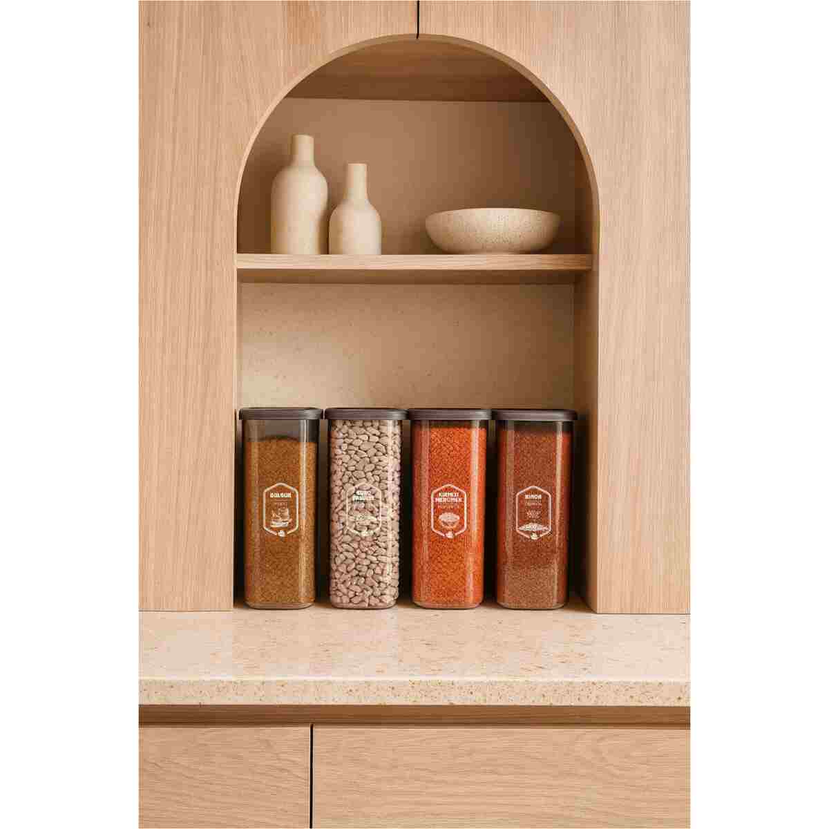 Kitchen Life 12'li Jumbo Boy Etiketli Square Kare Erzak Saklama Kabı Seti 1750 ml - Sert Kapak - Görsel 7