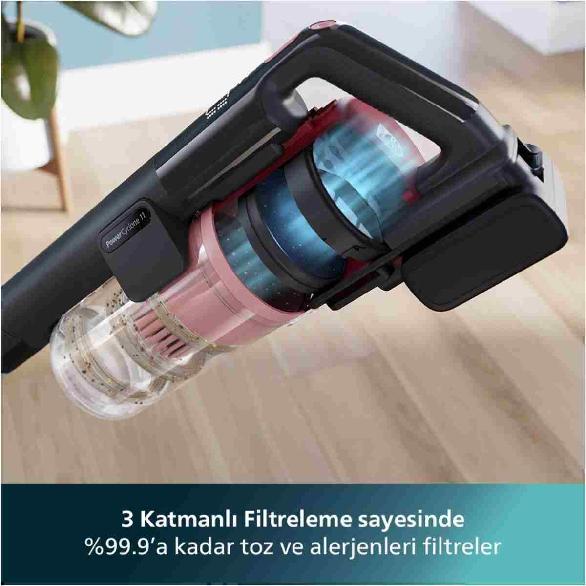 Philips 6000 Serisi Kablosuz Dikey Süpürge, PowerCyclone 11, 64 Dakika Kullanım Süresi, XC6552/01 - Görsel 6