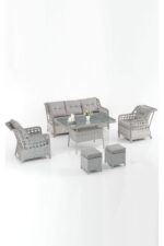 Evdemo Eren Rattan Puflu Bahçe Balkon Takımı 3+1+1 Kahve - Görsel 8