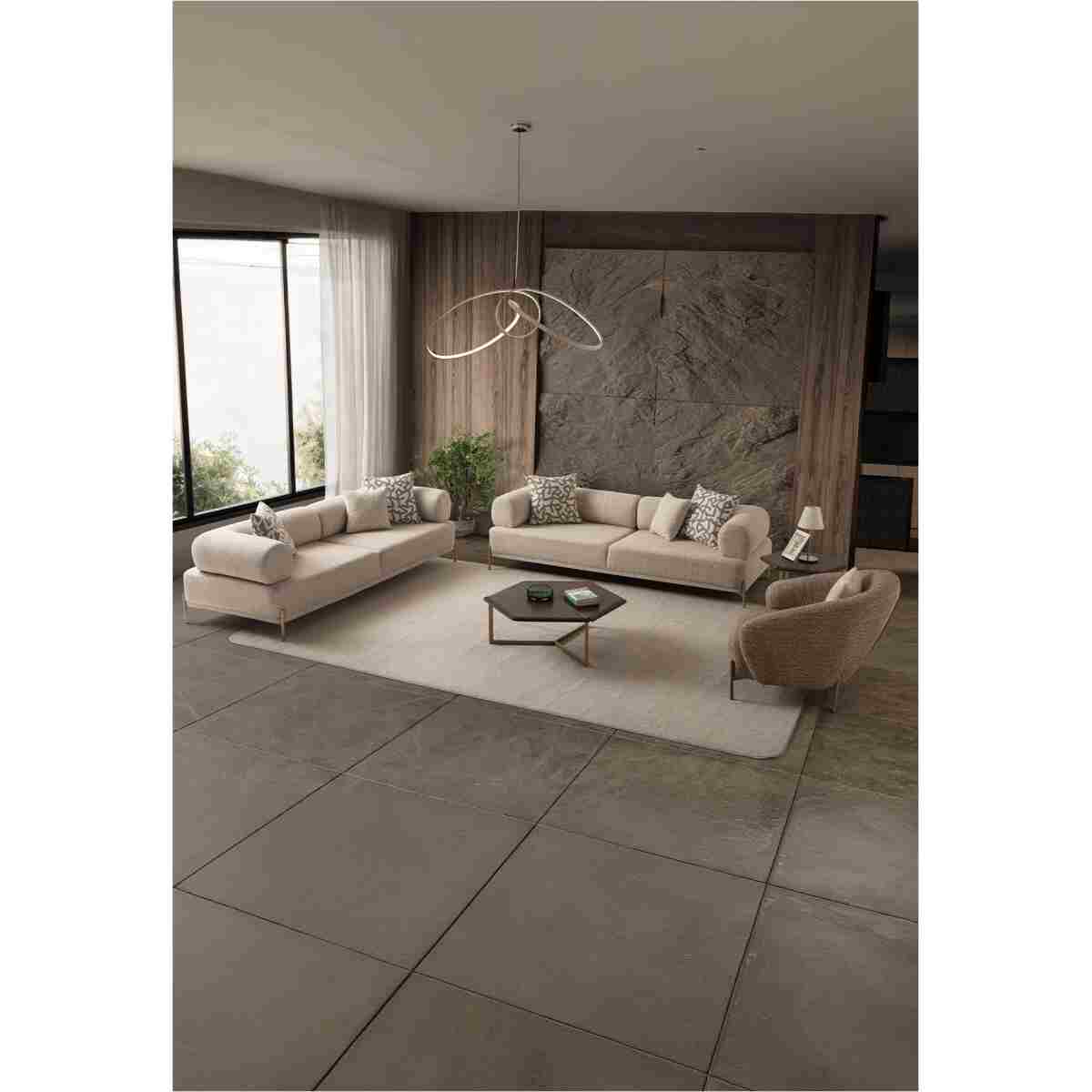 indes home Mokka 3+3+1 Koltuk Takımı Krem Renk - Görsel 9