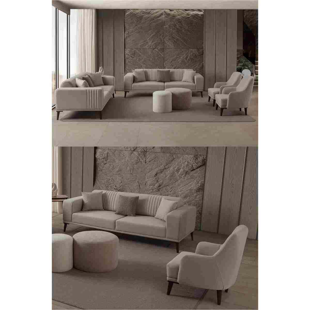 EDSY HOME Regnar 3+3+1+1 Koltuk Takımı Krem - Görsel 12