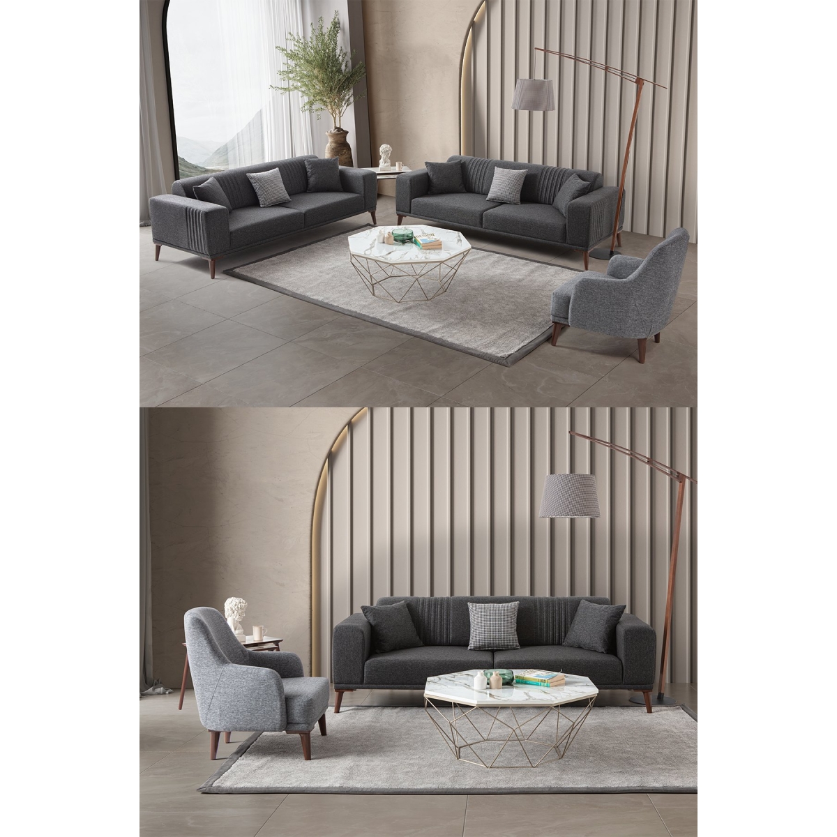EDSY HOME Regnar 3+3+1 Koltuk Takımı Kahverengi - Görsel 11