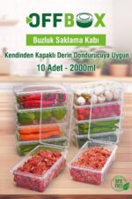 OFFBOX 10 Adet 2 Lt. Kendinden Kapaklı Derin Dondurucuya Uygun Saklama Kabı Düzenleyici - Görsel 8