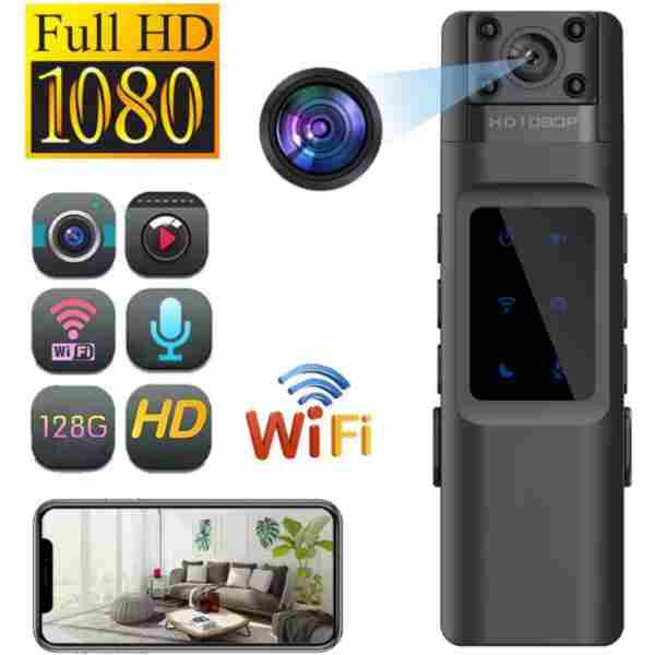 Teknoşık Mini Wifi Vücut Kamerası 4K Full HD 1.3” Ekran 180° Dönebilir Güvenlik Kamerası