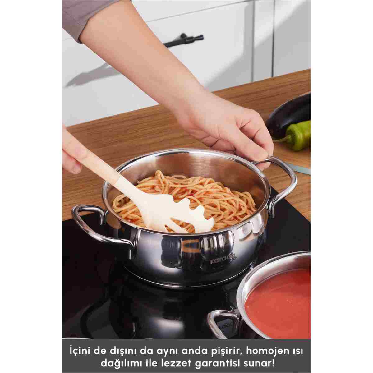 Karaca Emirgan İndüksiyon Tabanlı 6 Parça Çelik Midi Set - Görsel 15