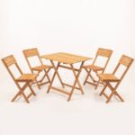 Meya Dekor Balkon - Bahçe 5'li Katlanabilir Bistro Set 4 Sandalye 1 Bahçe 60x80 Cm Masa
