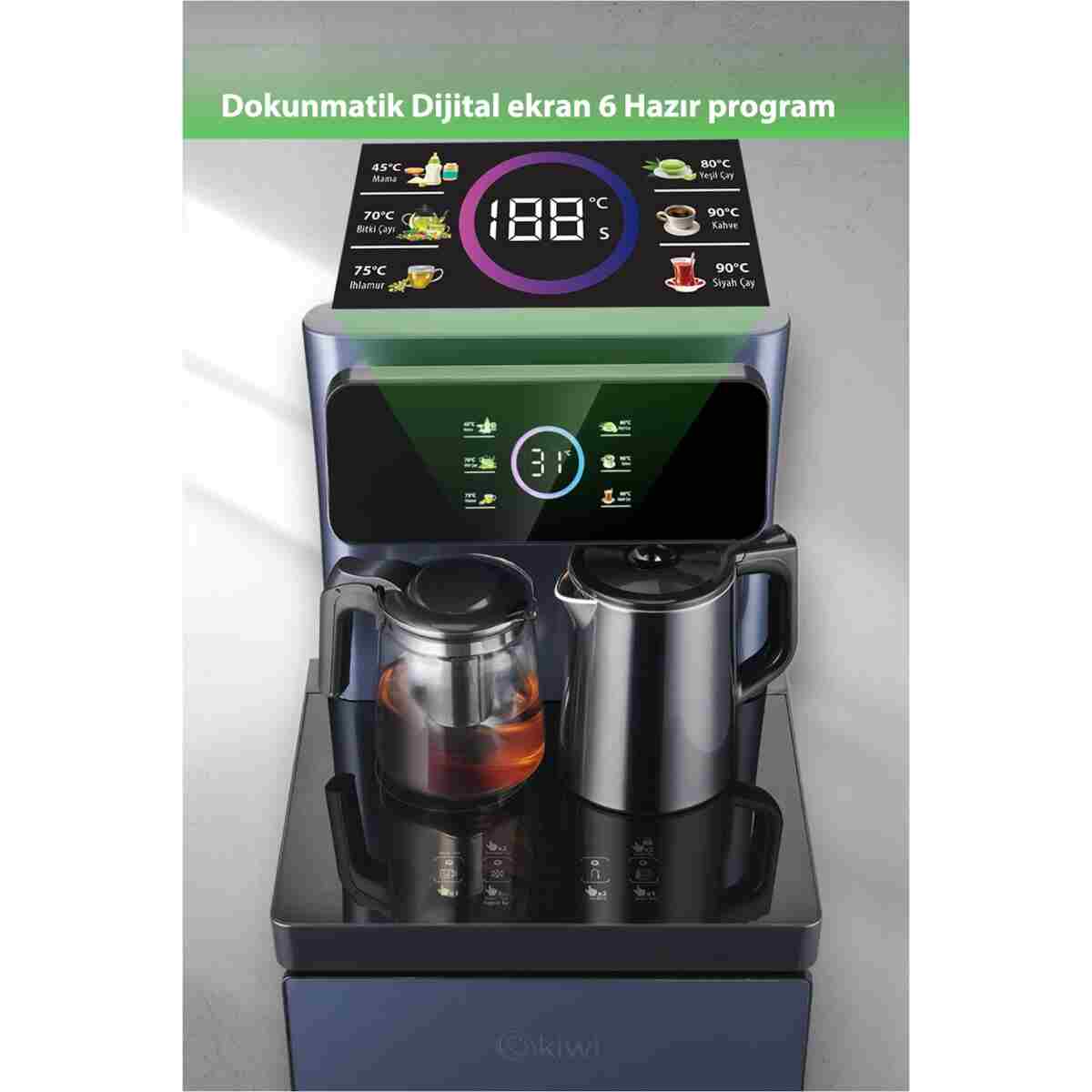 Kiwi Kwp-8570 Gizli Damacanalı , Dahili Otomatik Çaycılı, Sıcak Soğuk Dijital Su Sebili - Görsel 3