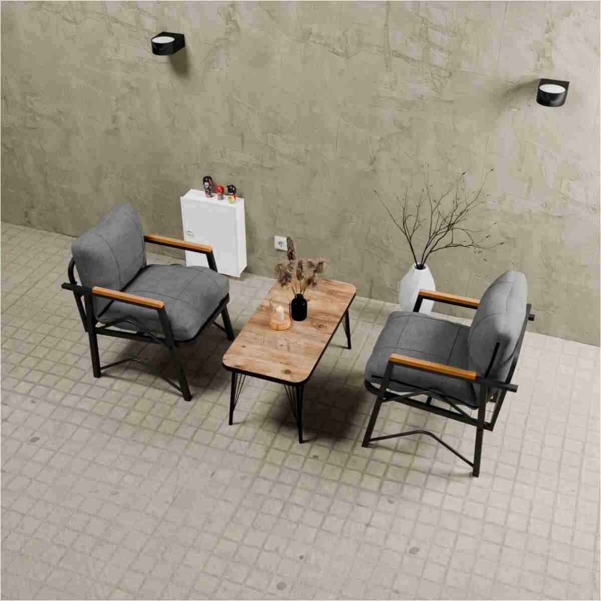 MB GARDEN FURNITURE Simetri Model, Balkon,mutfak, Bahçe, Cafe, Metal Koltuk Takımı, Bahçe Takımı , Çay Seti, 1+1+SEHPA - Görsel 6