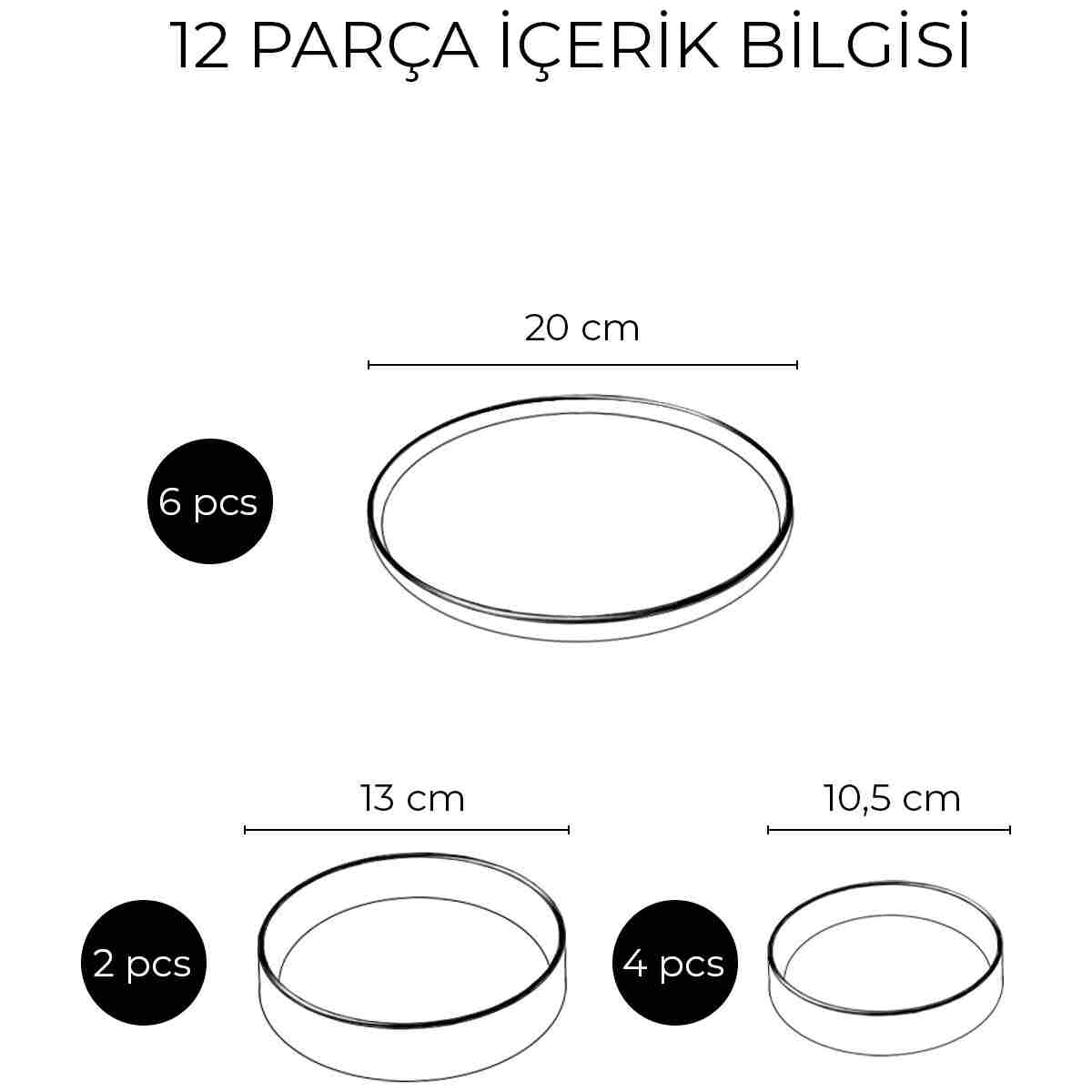 Kitchen Life 12 Parça 6 Kişilik Stackable Pop Black White Kahvaltı Takımı - Lüx Kahvaltılık Sunum Tabağı Seti - Görsel 7
