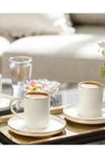 English Home Marella Porselen 12 Parça 6 Kişilik Kahve Fincan Takımı 85 ml Gold