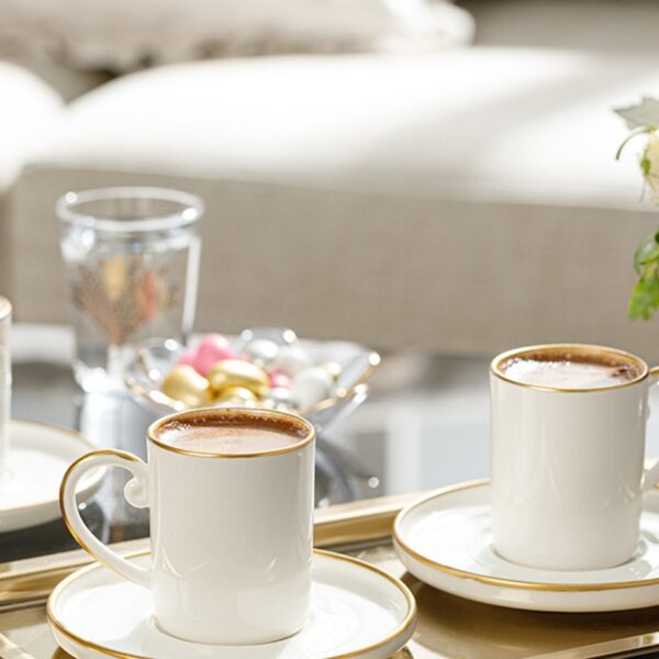 English Home Marella Porselen 12 Parça 6 Kişilik Kahve Fincan Takımı 85 ml Gold