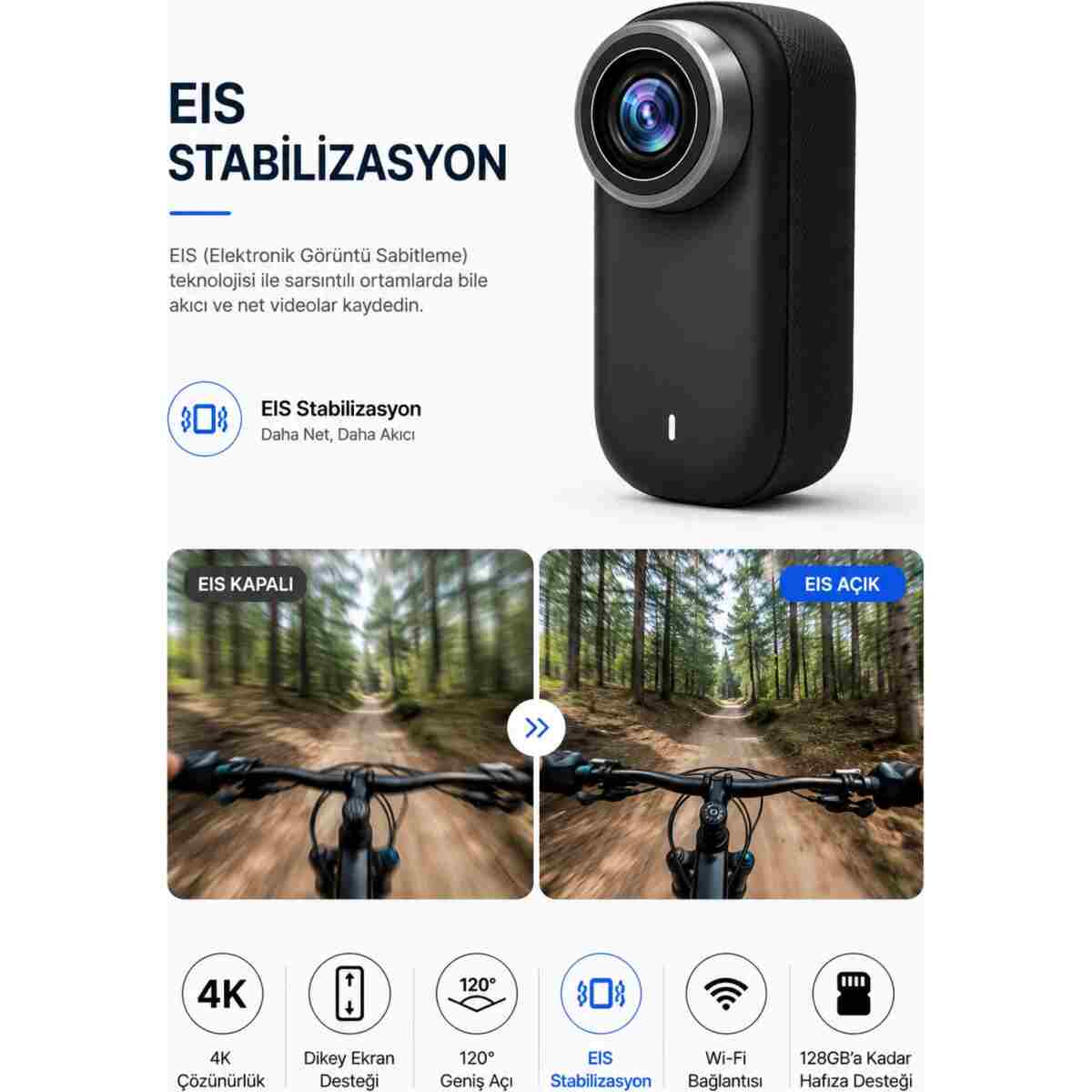 Weskam 4K Ultra HD Mini Aksiyon Kamerası | Taşınabilir, Wi-Fi, Geniş Açı Lens - Görsel 4