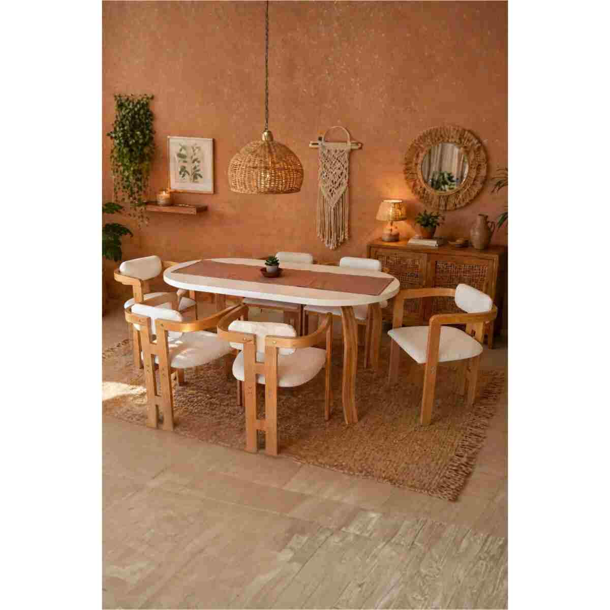 weltwood 6 Kişilik Kelebek Masa ve 6 İskandinav Sandalye seti | %100 MDF | %100 Kayın Ağacından Ayak Malzemesi - Görsel 12