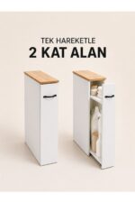 FURNICI Çok Amaçlı ATLANTİKÇAM-BEYAZ Kayar Raflı Dar Alan Dolabı – Açılır Kapanır Fonksiyonel Organizer Ünitesi - Görsel 2