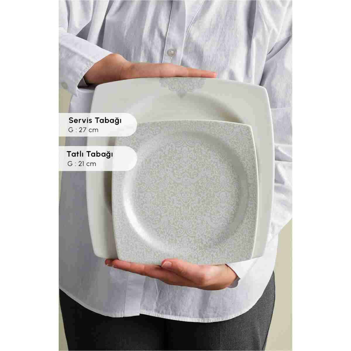 Karaca Square Bone Flava 24 Parça 6 Kişilik Yemek Takımı - Görsel 14