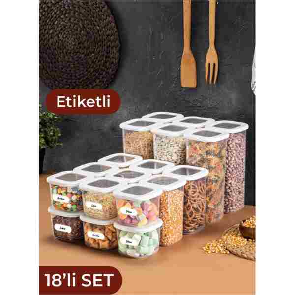 Vienev Foly Etiketli Kare Erzak Saklama Kabı 18'li Set 6x(0,55 LİTRE, 1,2 LİTRE, 1,75 LİTRE)