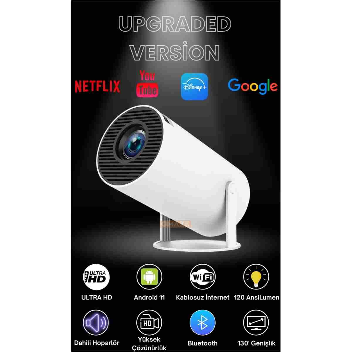 chimon HY300T Lite Taşınabilir Sinema Projektörü Ev Sineması Bluetooth Android 11 Akıllı Projeksiyon Wifi - Görsel 3