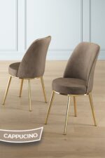 Canisa Lai Serisi 90x168 Lak Panel Hazar Gold Ayak Masa Takımı 6 Cappucino Sandalye - Görsel 2