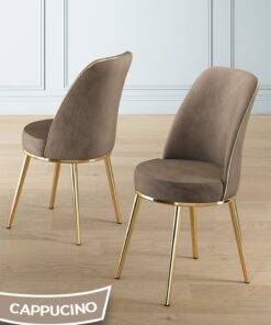 Alternative view of Canisa Lai Serisi 90x168 Lak Panel Hazar Gold Ayak Masa Takımı 6 Cappucino Sandalye