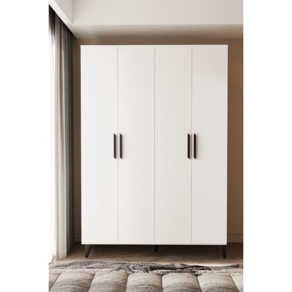 Metalia GM 050-A HAYAL AYAKLI 4 KAPILI SİYAH KULPLU GARDIROP