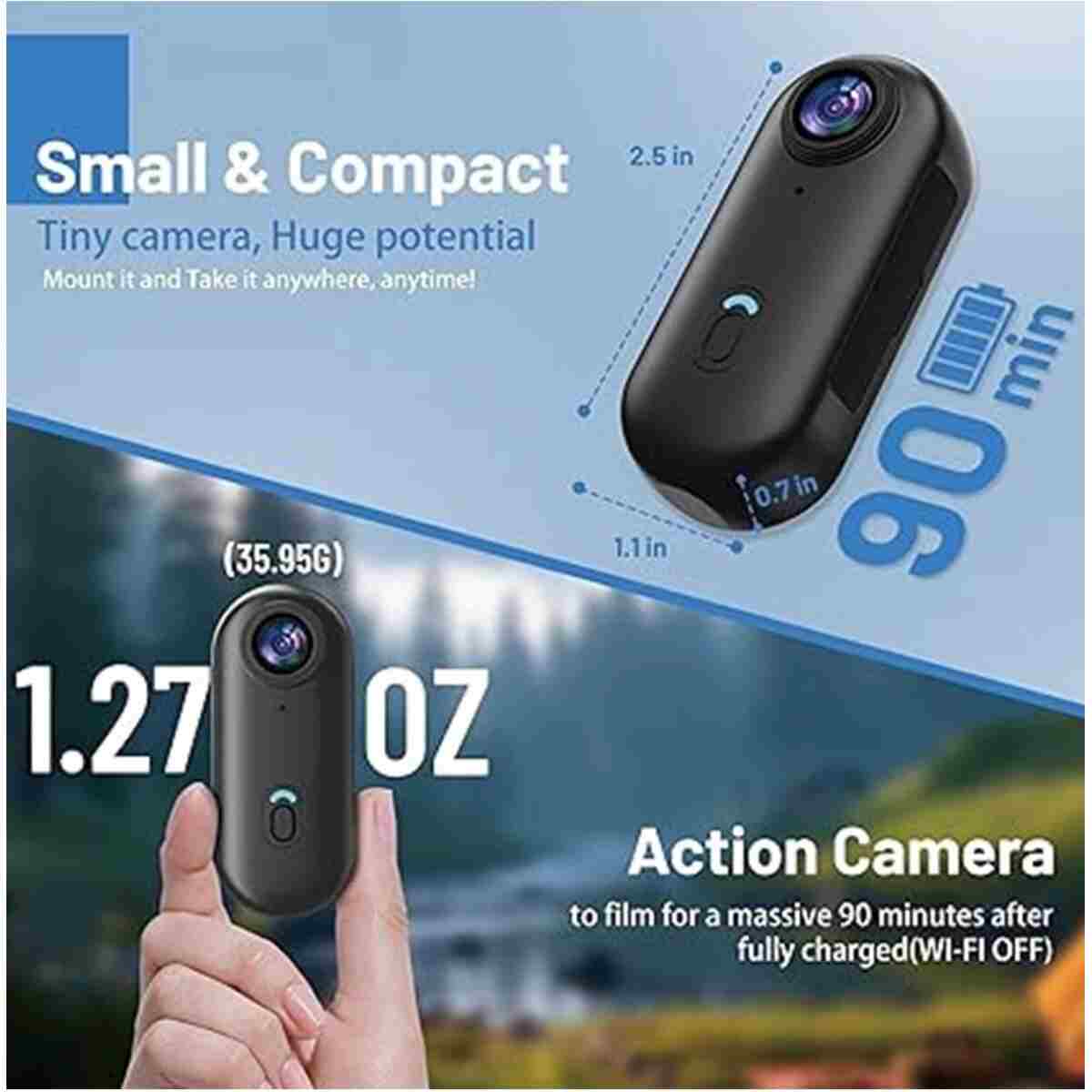 Vothoon Mini WIFI Aksiyon Kamerası 1080P Taşınabilir Vücut Kamerası Giyilebilir Video Kaydedici IPX7 Su Geçi - Görsel 8