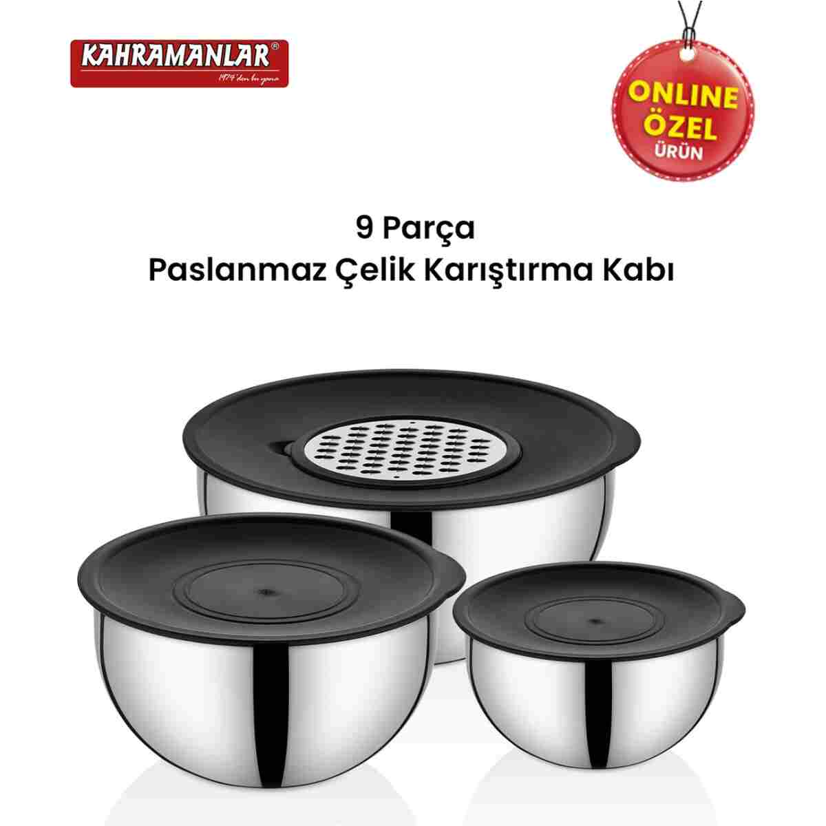 Kahramanlar Chef Mix 9 Parça Rendeli Karıştırma Ve Saklama Kabı - Görsel 3